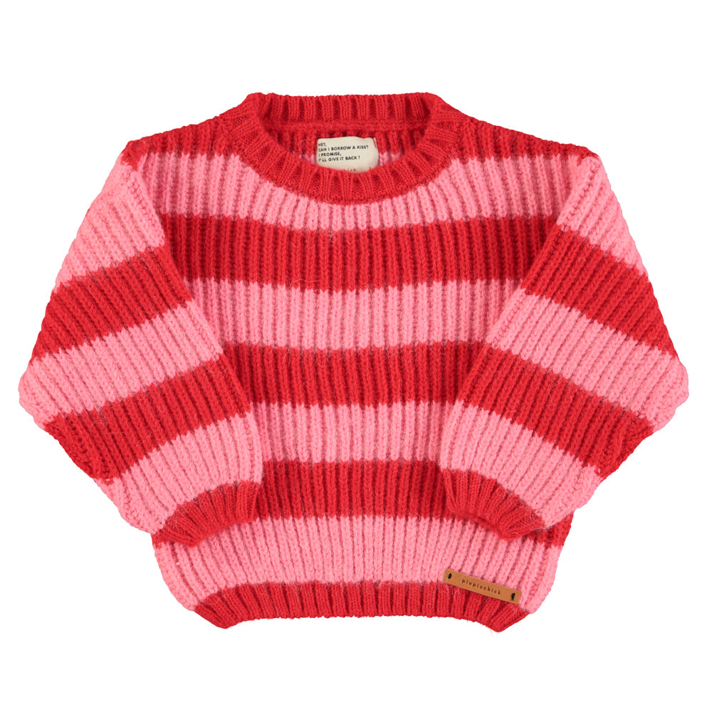 Alpaca Striped Sweater | Red & Pink