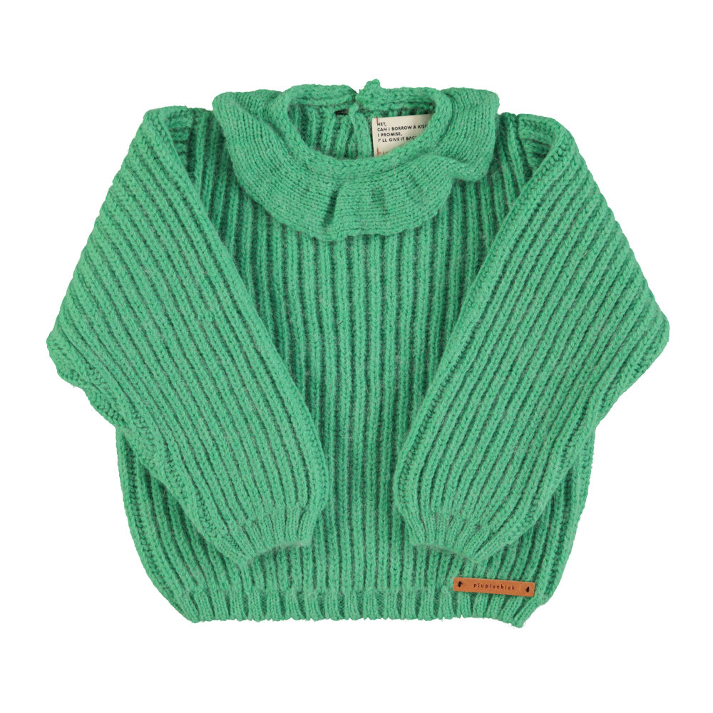 Alpaca Ruffle Neck Sweater | Green