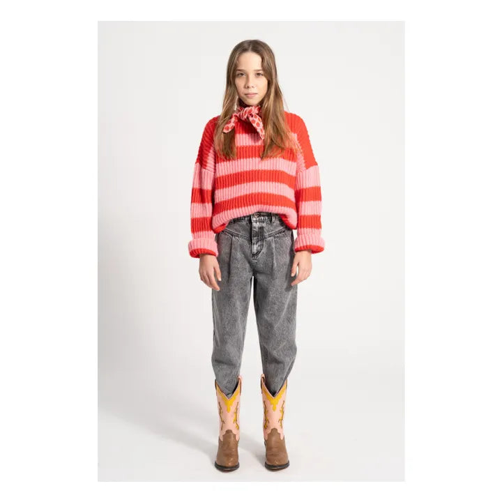 Alpaca Striped Sweater | Red & Pink